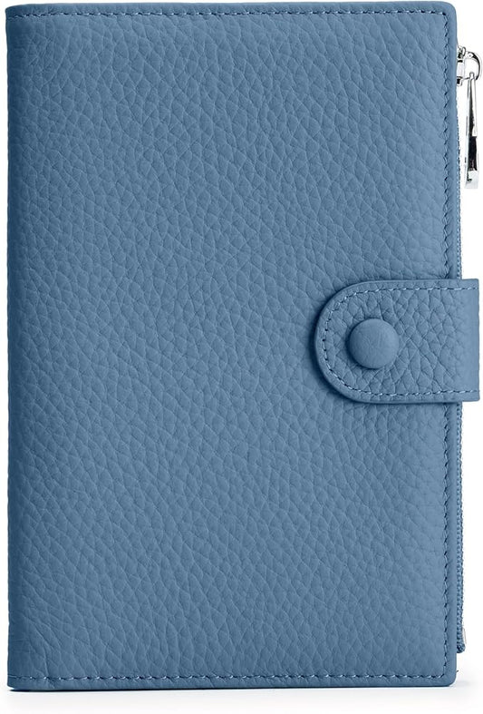 RFID passport holder for travel, Leather Passport Wallet for Women with Zippered Coins Pocket and SIM Slots, Passport Cove...