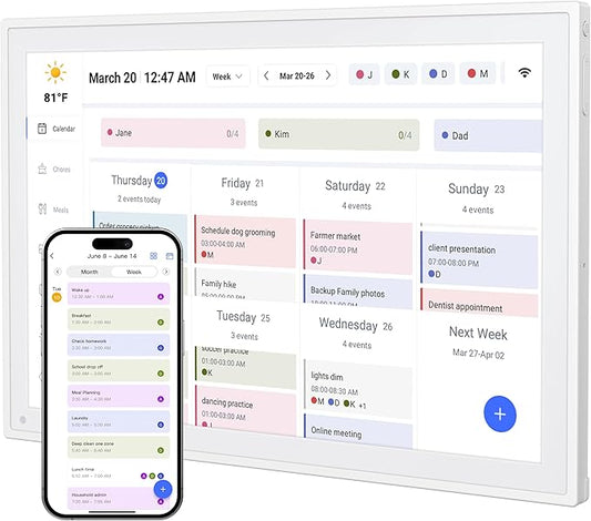 Digital Calendar, 10.1inch Smart WiFi Electronic Calendar&Chore Chart, IPS Touch Screen HD Display for Family Schedules, S...