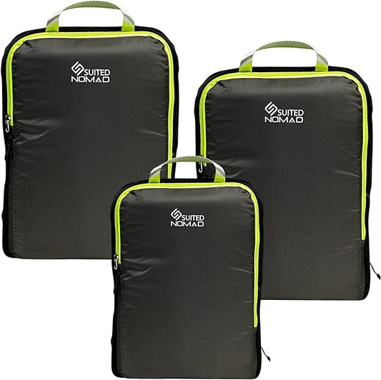 SUITEDNOMAD Ultralight Compression Packing Cubes Set, Suitcase and Backpack Travel Organizer Bags