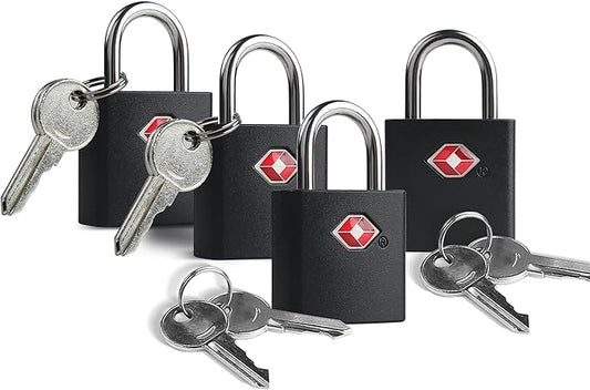 UP Security TSA Locks for Luggage with Keys, Travel Luggage Locks TSA Approved 4 Pack, Small Padlock with Key, Keyed Alike...