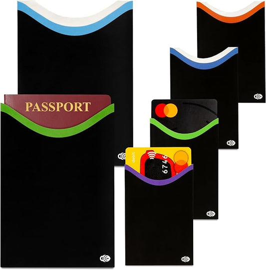 RFID Blocking Credit Card & Passport Sleeves (4 Short Side Credit Card & 2 Passport Protectors) – RFID Blocking Identity T...