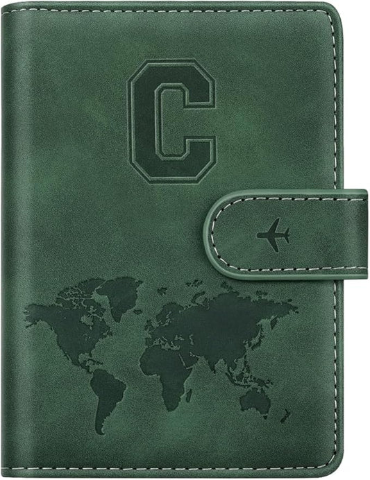 Personalized C Passport Holder Cover Initial Letter Travel Wallet RFID Blocking Passport Cover Credit Card Holder Case Pas...