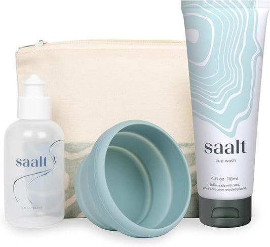 Saalt Travel Menstrual Kit - Easy Cleaning for Public Restroom, School, or Travel for Menstrual Cup or Menstrual Disc - Re...