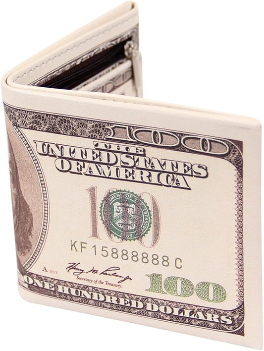 LUI SUI Men Us Dollar Bill Wallet Billfold Leather Credit Card Photo Holder