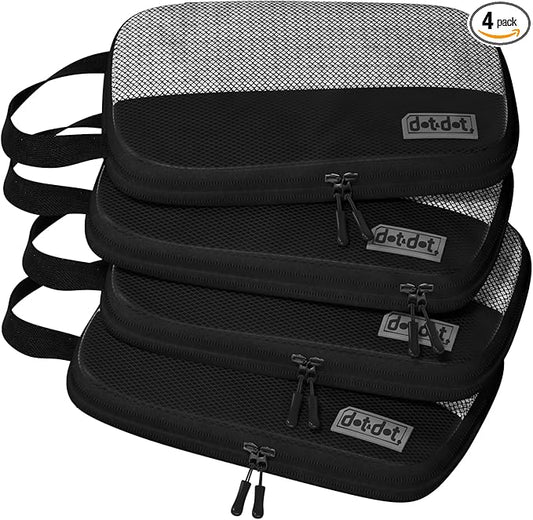 4pc Small Compression Packing Cubes for Suitcases - Carry-on Organizer Cubes - Luggage Packing Compression Bags for Travel