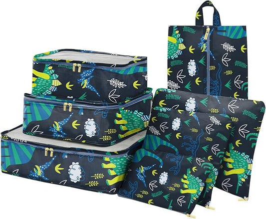 BHAHB Packing Cubes for Kids 7 Set Travel Luggage Organizers for Suitcase Travel Accessories with Shoe Bag for Women Girls...