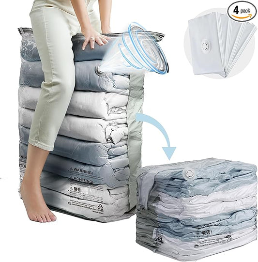 TAILI Vacuum Storage Bags 4 Pack, Jumbo Cube (31x40x15 Inch), Extra Large Vacuum Seal Bags for Clothing, Comforters, Blank...