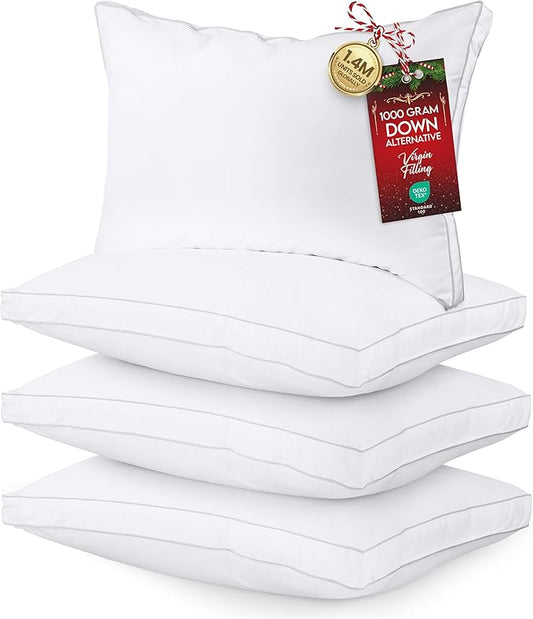Utopia Bedding Bed Pillows for Sleeping Queen Size (White), Set of 4, Soft & Fluffy Pillow with Down Alternative Filling, ...