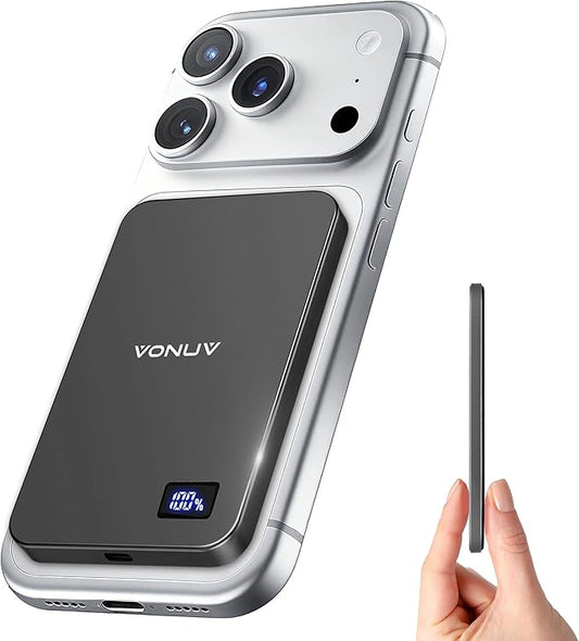 VONUV Magnetic Portable Charger 5000mAh, 15W Ultra Slim Wireless Portable Charger, Fast Charging for iPhone 17/16/15/14/1...