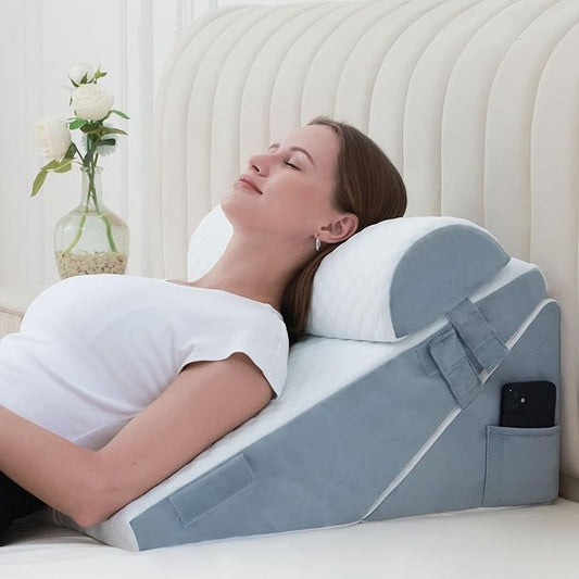 HDJOAPS 3Pcs Orthopedic Bed Wedge Pillow for Sleeping, Post Surgery or Back, Neck and Knee Support, Adjustable 9&12 Inch M...