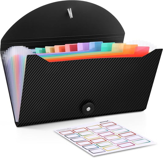 Nicecho Receipt Coupon Organizer, 13 Pockets Small Accordion File Organizer with Labels for Receipt Cards, Bill Business, ...