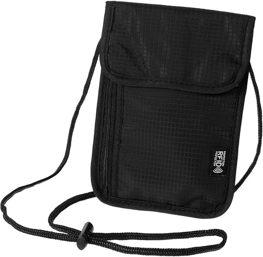 Travel Neck Wallet,Black Rfid Blocking Passport Holder,Wear Resistant Neck Pouch,Security Lightweight Passport Wallets for...