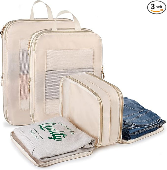 Expandable Double-Sided Compression Packing Cube，3 Set Lightweight Double Deck Organizer Bag Carry on Luggage Backpack Sui...