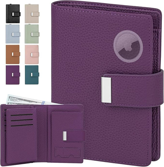 BKNOOU Passport Holder Travel Wallet Compact for Women Men, Leather Passport Wallet RFID Blocking with Airtag Slot Card Ho...