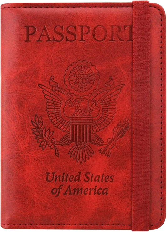 ACdream Passport and Vaccine Card Holder Combo, Cover Case with CDC Vaccination Card Slot, Leather Travel Documents Organi...