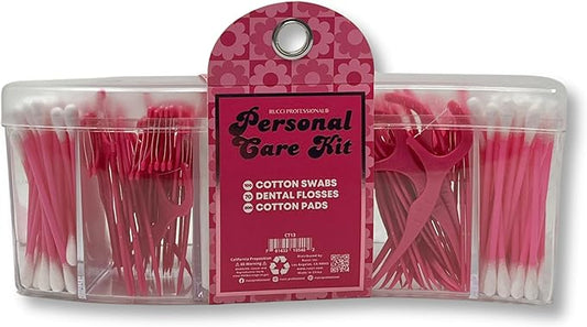 Rucci Personal Care Kit, 5-in-1 Travel Hygiene Pack, Include Cotton Swabs, Dental Flosses, Cotton Pads in Reusable Storage...