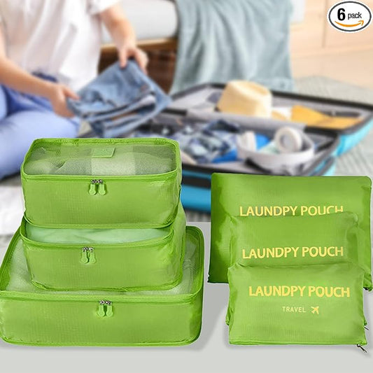 Packing Cubes 6 Set Luggage Packing Organizers for Travel Accessories Suitcase Organizers Travel Essentials (Green)