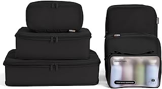 SOARSAIL 6 Set Compression Packing Cubes for Travel, Durable Nylon Oxford Luggage Organizers with IP6X Waterproof Toiletry...