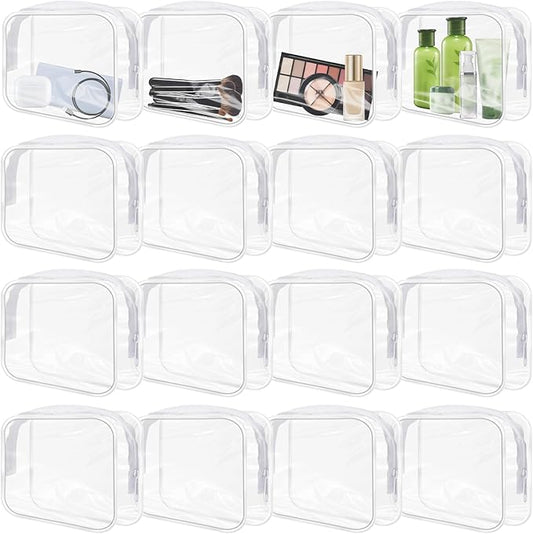 GONITYOU 16 Pieces Clear Makeup Bags Bulk, TSA Approved Toiletry Bags Travel Pouch, Waterproof PVC Plastic Small Clear Cos...