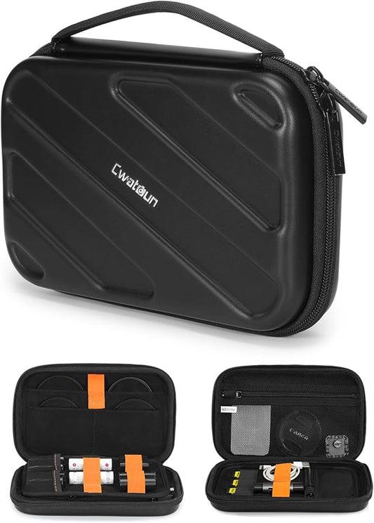 Cwatcun Hard Shell Lens Filter Case, Camera Accessories Organizer Travel Case, Hardshell Waterproof Double Layers All-in-O...