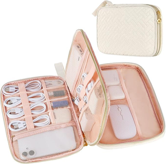 ZFZGFRCS Electronics Organizer Travel Case, Charger Bag Cord Organizer Travel, All-in-One Cable Organizer Bag for Charger,...