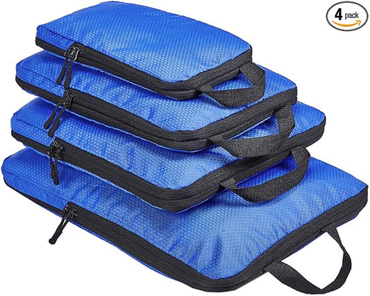 COVAX 4 Set Compression Packing Cubes, Travel Luggage Organizers and Storage Packing Cubes, Blue