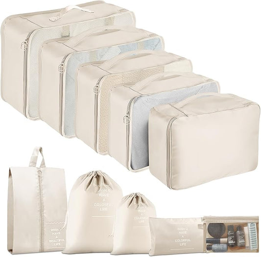 Packing Cubes for Travel-10 Set Luggage Organizer Bags for Family, Mesh Breathable Packing Cubes for Suitcases Durable Tra...