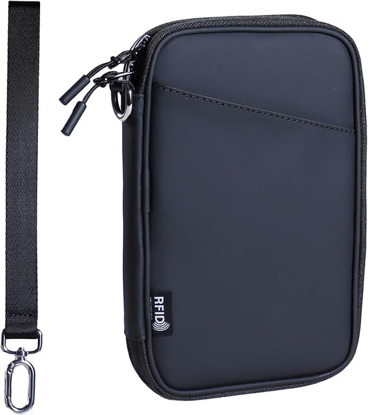 family passport holder for 4 black passport wallet for travel passport cover rfid blocking for women waterproof wallet wit...