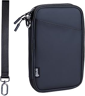 family passport holder for 4 black passport wallet for travel passport cover rfid blocking for women waterproof wallet wit...