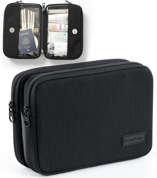 EPEDAL24 Preppy Makeup Bag, Rectangle Double Detachable Cosmetic Organizer, Clear Side Panel Portable Travel Pouches for I...