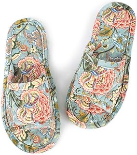 LOOPUINHOM Floral Velvet House Slippers for Women, Lightweight Open Toe Washable Portable Foldable Comfortable Guest Hotel...