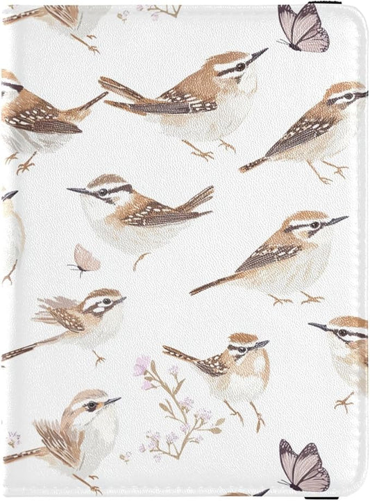 Brown Birds Butterflies Passport and Vaccine Card Holder Combo Travel Documents Organizer Protector Passport Holder Combo ...