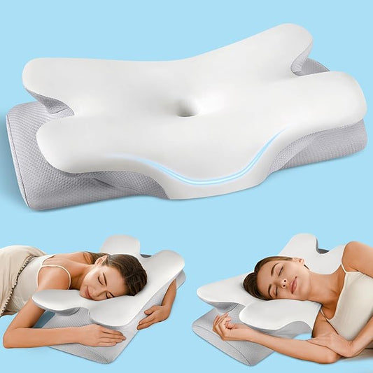 Cervical Neck Pillow for Pain Relief Sleeping, Cooling Ergonomic Contour Side Sleeper Pillow for Neck Support, Odorless So...