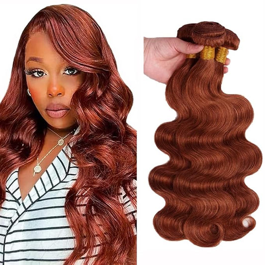 #33 Reddish Brown Bundles Human Hair Body Wave Bundles 16 18 20 Inch Unprocessed Brazilian Virgin Hair Copper Red Body Wav...