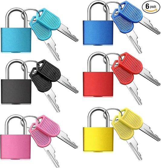 6Pcs Luggage Locks Small Suitcase Locks with Keys Plastic-Covered Mini Padlock for Suitcase Backpack Box Bag