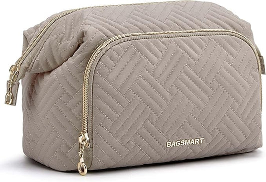 BAGSMART Travel Makeup Bag, Cosmetic Bag Make Up Organizer Case,Large Wide-open Pouch for Women Purse for Toiletries Acces...
