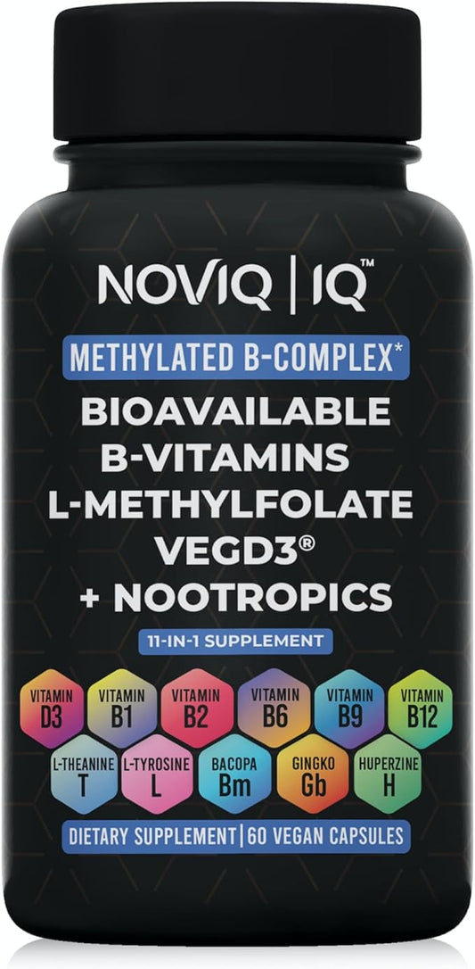 11-in-1 Methylated B-Complex Supplement: 680mcg L-Methylfolate(5-MTHF) Thiamine(B1) Riboflavin(B2) Pyridoxal(B6) Methylcob...