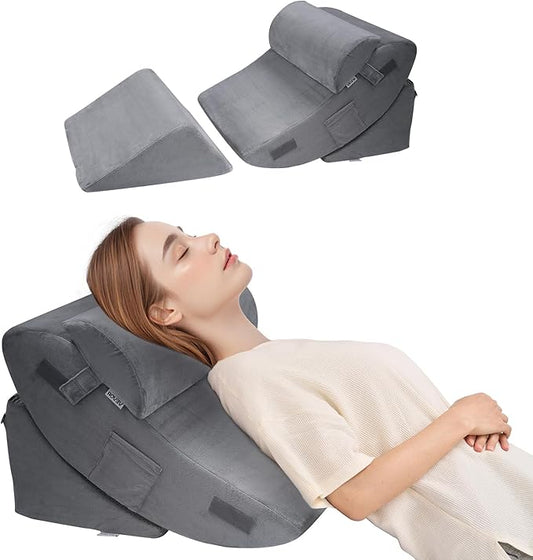 VEVOR Wedge Pillow for Sleeping, 4 Pcs Adjustable Orthopedic Bed Wedge Set, Support Leg Neck Shoulder, Post Surgery Pillow...