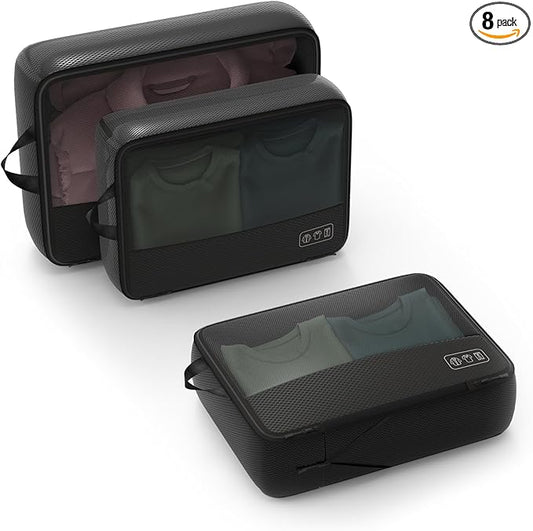 Compression Packing Cubes- 3 Pack Zipper Packing Cubes for Travel Essentials, Suitcase Organizer with Laundry for Vacation...