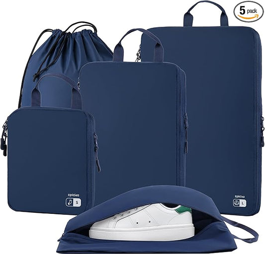EPICKA 5 Set Ultra-Lightweight Compression Packing Cubes - Water Resistant Durable Travel Organizers Bags, Expandable Trav...