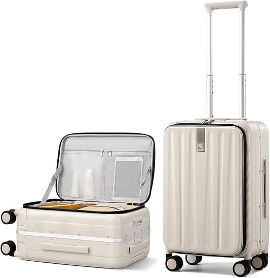 Hanke 20 Inch Carry On Luggage with Wheels PC Hard Shell Suitcase Top Opening Aluminum Frame Travel Luggage Suitcases for ...