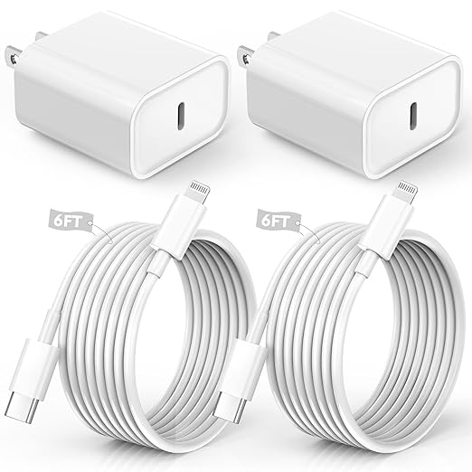 iPhone Charger Fast Charging,iPhone Fast Charger 2Pack Type C Fast Charger Block Plug Adapter 6FT USB-C to Lightning Cable...