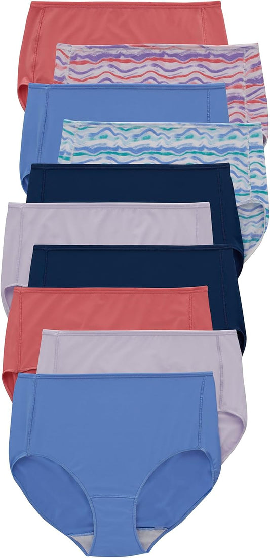 Hanes womens Microfiber Panties Pack, Moisture-wicking Stretch Underwear, 10-pack (Colors May Vary)