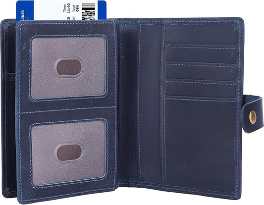 STAR VISTA Cosimo Leather Passport Holder for Exquisite Voyagers or Pilots, Transparent Windows for Travel Document & Dual...