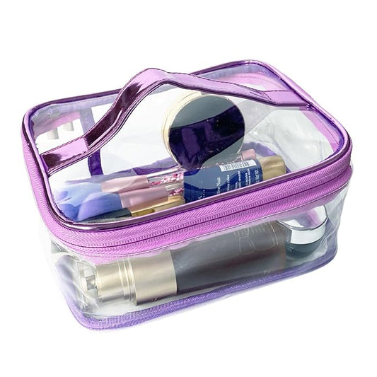 ANEMEL Toiletry Bag Makeup Cosmetic Clear Bag Portable Waterproof Transparent Travel Storage Purple