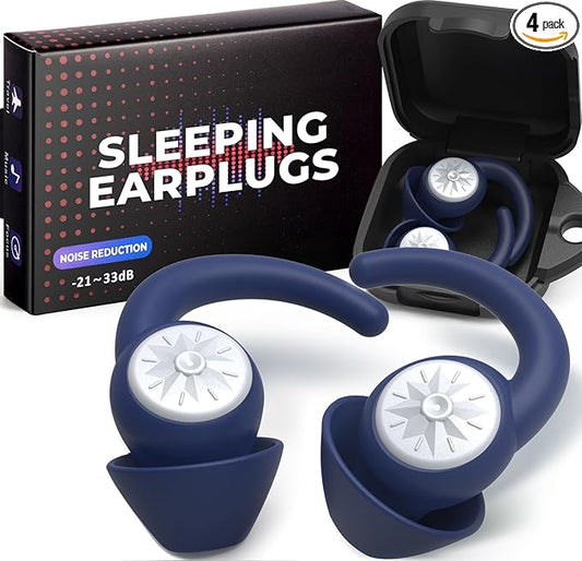 Roinoim Ear Plugs for Sleeping - NRR33dB Noise Cancelling Earplugs for Sleep, Snoring Blocking, Travel, 2 Pairs Reusable W...