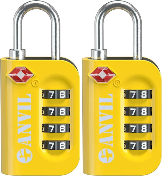ANVIL TSA Approved Luggage Lock - 4 Digit Combination, 10,000 Combinations, Easy-Read Password Window, Travel Lock for Sui...