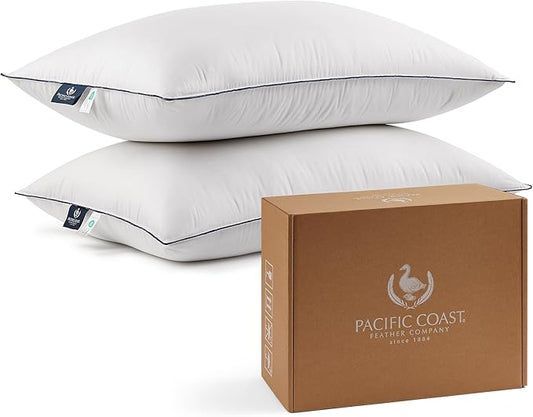 Pacific Coast Feather and Down Bed Pillows Standard Size Set of 2, Goose Feather and Down Hotel Pillow for Sleeping, Downp...