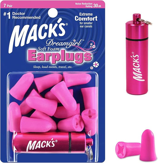 Mack’s Dreamgirl Soft Foam Earplugs, 7 Pair with Travel Case - Small Ear Plugs for Sleeping, Snoring, Studying, Loud Event...
