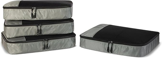 Amazon Essentials 4-Piece Packing Cubes Travel Accessories Set, Luggage Organizer with Double Zipper, Mesh Top, 100% Polye...